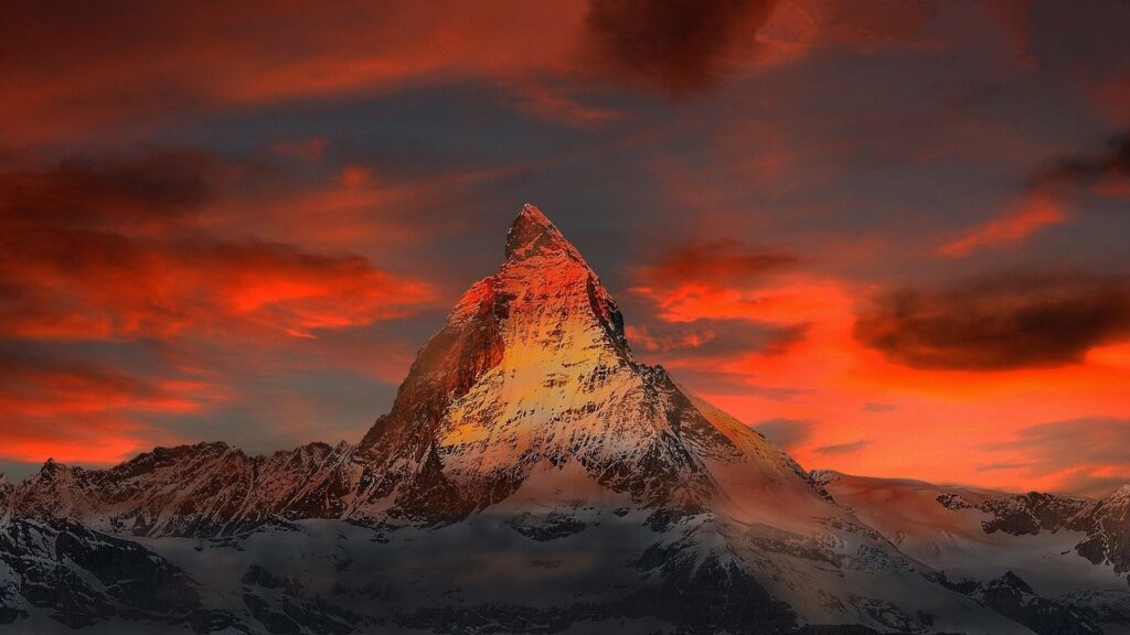 Berg Schnee Sonnenuntergang Schweiz